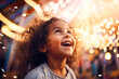 © MVProductions - Young girl experiencing wonder and joy at a summer amusement park, captivated by the bright lights and thrilling rides during her fun-filled vacation, generative ai