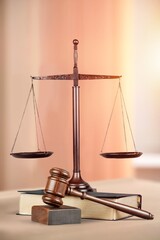 Poster - Lawyer wooden hammer on table in office