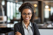 © MVProductions - Business Portrait Of Young Black Woman In The Office. Black Businesswoman, Generative AI