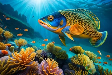 fish under water in sea generated by AI tool 