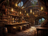 Fototapeta  - fantasy style tavern, insane detail AI generative photo
