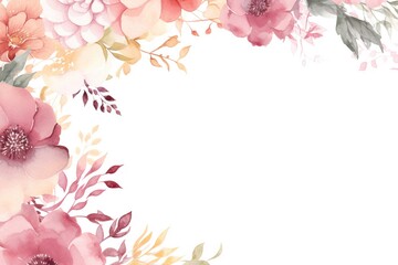 Wall Mural - flowers in watercolor frame flower frame