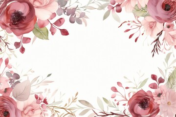 Wall Mural - flowers in watercolor frame flower frame