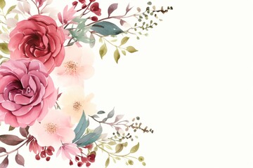 Wall Mural - flowers in watercolor frame flower frame