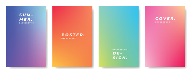 colorful bright and soft gradient background template set. vertical colour gradation backdrop design