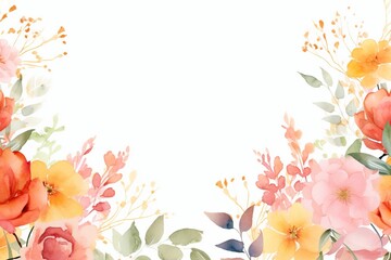 Wall Mural - flowers in watercolor frame flower frame