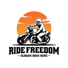 Biker Riding Adventure Motorcycle Illustration Logo Vector