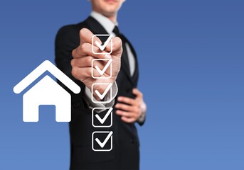 Sticker - Checklist concept. Real estate. Business,an with Check mark