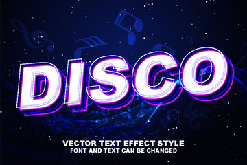 disco music party night life club typography editable text effect font style template background design for poster banner