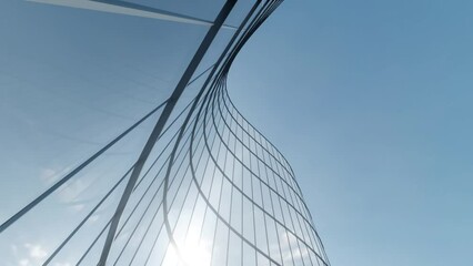 Poster - 3d rendering of office glass building, modern architecture.