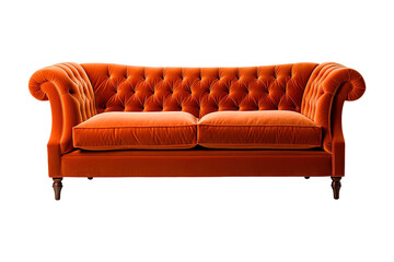 Wall Mural - Sofa deco style in orange isolated on transparent background. Front view. Series of furniture