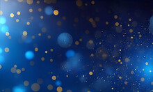 Blue And Gold Bokeh Particles Abstract Background, Festive, Christmas, Gold And Blue Glitter