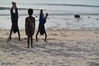 Torres Strait Islanders playing on the beach in Cape York Queenland Australia