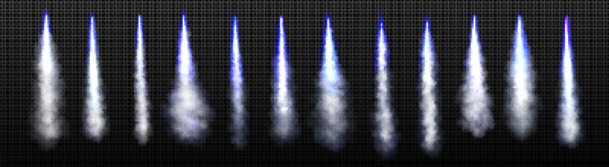 Wall Mural - fire trail with smoke of rocket, space ship or jet launch. blast effect or takeoff of spaceship, shu