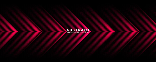 Wall Mural - 3D red techno abstract background overlap layer on dark space with glowing arrows effect decoration. Modern graphic design element future style concept for banner, flyer, card, or brochure cover