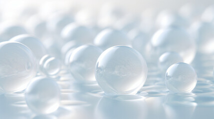 Wall Mural - water glass bubble background texture with generative ai. liquid soap.