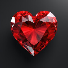 Heart Shaped Diamond On Black Dark Background