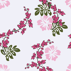 Seamless floral pattern Hand drawn large flower buds