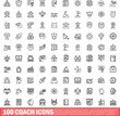 © ylivdesign - 100 coach icons set. Outline illustration of 100 coach icons vector set isolated on white background