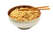 Bowl with instant noodles isolated on transparent background. PNG file, cut out.
