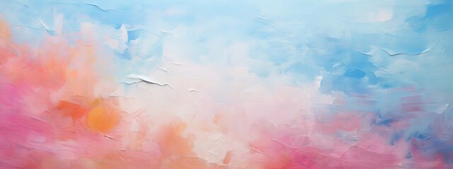 Poster - Abstract pastel color stain brushstroke background banner illustration - Pink blue art oil and acrylic smear blot canvas painting wall texture pattern (Generative Ai)