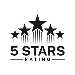 5 five star rate or review and best award icon of service satisfaction and opinion, vector symbol. 5 five star top rank or top favorite and high quality feedback or positive opinion rating icon