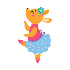 Wall Mural - Funny Kangaroo Ballet Dancing in Skirt and Pointe Shoes Vector Illustration