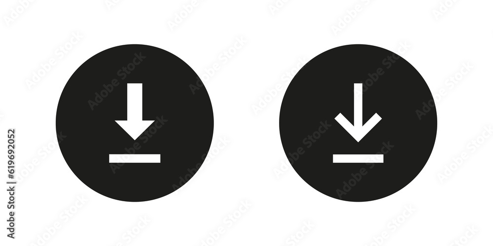 Two different types of Download icons isolated on transparent ...
