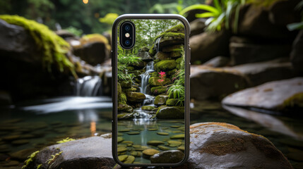 Wall Mural - Case for an iphone with design inspired by nature, generative ai