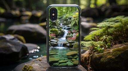 Wall Mural - Case for an iphone with design inspired by nature, generative ai