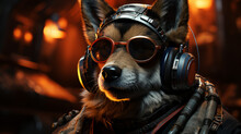 Portrait Of A Wolf In Combat Suit, Cyberpunk Husky, Generative Ai