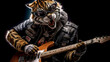 musician tiger playing with guitar, generative ai