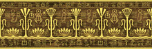 Egypt Ancient Ornament In Golden Colors. Seamless Vector Pattern.