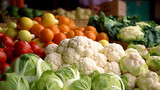 Fototapeta Kuchnia - Vegetables at a farmer's market. Generative AI