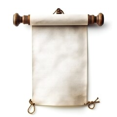 Wall Mural - Empty white vintage parchment banner scroll on white background Generative AI 