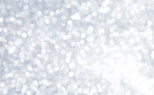 Abstract Blurred Shiny Silver Bokeh Background, White Bokeh On Grey Background