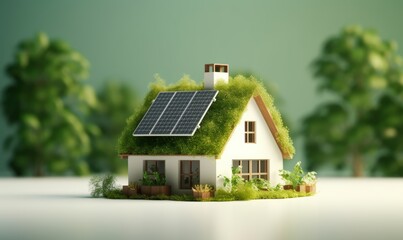 Wall Mural - Eco Friendly Modern House, Green Energy and Renewable Power Concept. Generative Ai