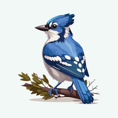 Wall Mural - vector cute blue jay cartoon style