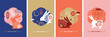 © Graphicstore - Set of mid autumn festival poster design with a rabbit background. Chinese Translation: Mid Autumn