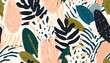 © Eli Berr - Hand drawn modern plant abstract print. Creative collage seamless pattern. Fashionable template for design.