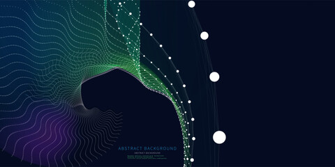 Wall Mural - abstract background color twisting wireframe with white grid on dark. big data. technology concept d