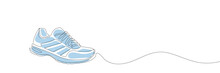 Sneakers Are Drawn With One Line. Sports Shoes In A Linear Style. Continuous One Line. Vector Illustration
