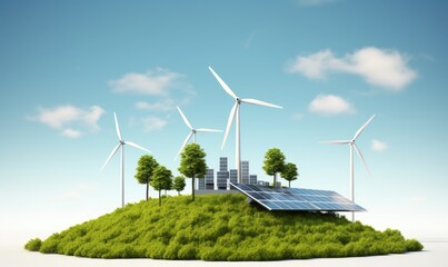 Wall Mural - renewable and sustainable energy concept, environmental protection, green energy. generative ai