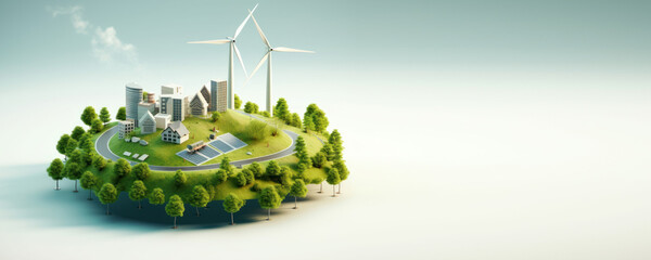 Renewable and Sustainable Energy Concept, Environmental Protection, Green Energy. Generative Ai