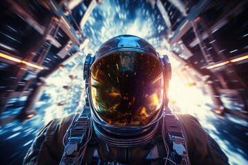Wall Mural - astronaut exploring deep space