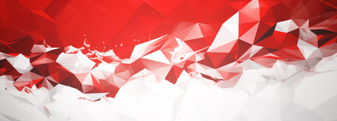 indonesian independence day banner with copy space in geometric red and white color. generative ai.