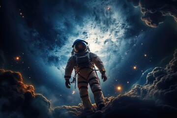 Wall Mural - astronaut exploring other worlds in outer space