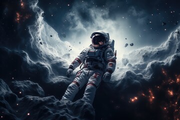 Canvas Print - Astronaut  exploring other worlds in outer space