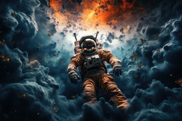 Wall Mural - astronaut exploring other worlds in outer space