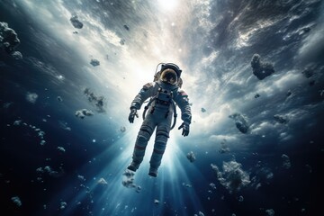 Wall Mural - astronaut exploring other worlds in outer space